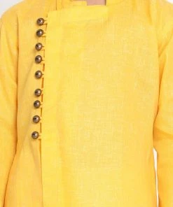 Buy 1 Get 1 JBN Creation Boys' Yellow Cotton Blend Kurta And Pyjama Set