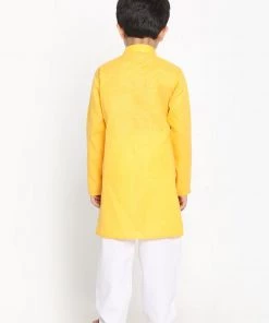 Buy 1 Get 1 JBN Creation Boys' Yellow Cotton Blend Kurta And Pyjama Set