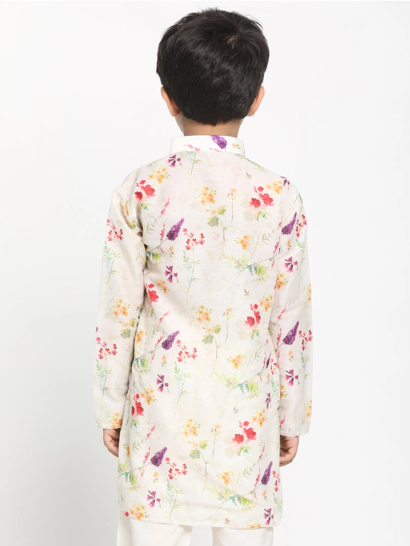 JBN Creation Boys Multicolor-Base-Cream Cotton Blend Printed Kurta 5 JBN Creation Boys Multicolor-Base-Cream Cotton Blend Printed Kurta