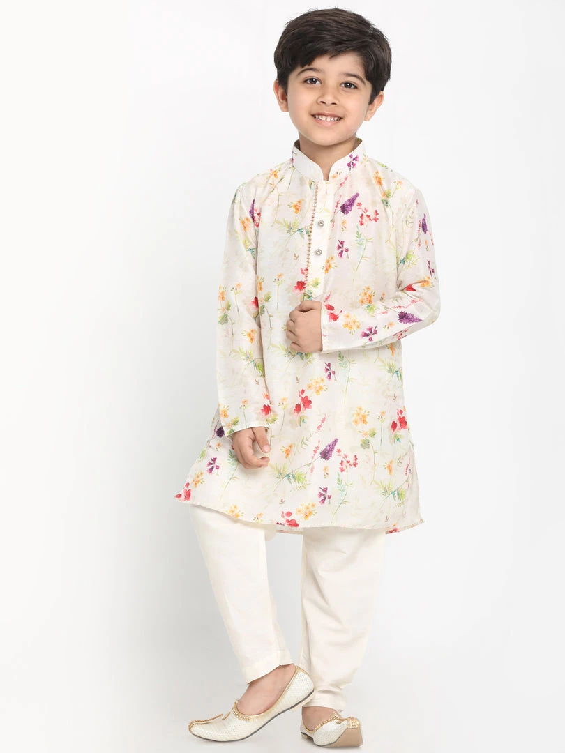 JBN Creation Boys Multicolor-Base-Cream Cotton Blend Printed Kurta 7 JBN Creation Boys Multicolor-Base-Cream Cotton Blend Printed Kurta