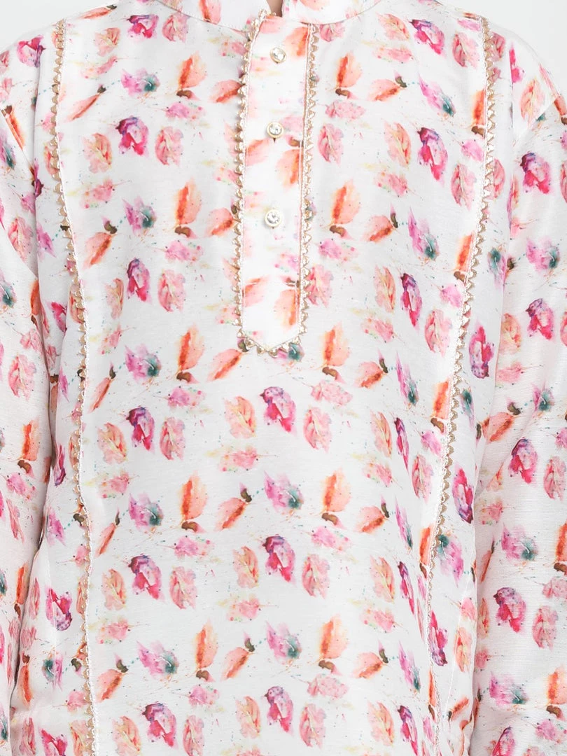 JBN Creation Boys Multicolor-Base-White Cotton Blend Kurta And Pyjama Set 5 JBN Creation Boys Multicolor-Base-White Cotton Blend Kurta And Pyjama Set