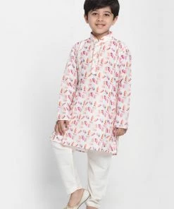 JBN Creation Boys Multicolor-Base-White Cotton Blend Kurta And Pyjama Set 14 JBN Creation Boys Multicolor-Base-White Cotton Blend Kurta And Pyjama Set