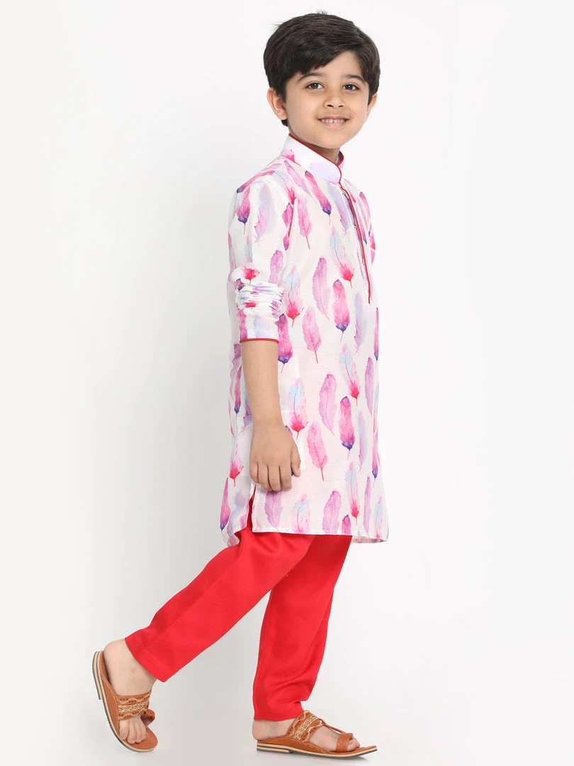 Vastramay Cotton Blend Multicolor-Base-White Baap Beta Kurta Pyjama Set 6 Vastramay Cotton Blend Multicolor-Base-White Baap Beta Kurta Pyjama Set