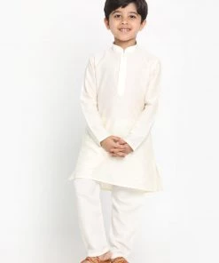 JBN Creation Boys Cream Kurta With Pyjamas