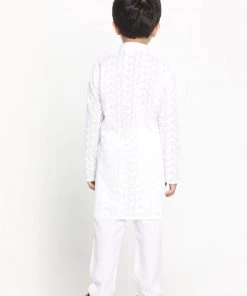 JBN Creation Boys Lukhnowi Chikankari Kurta And Pyjama Set