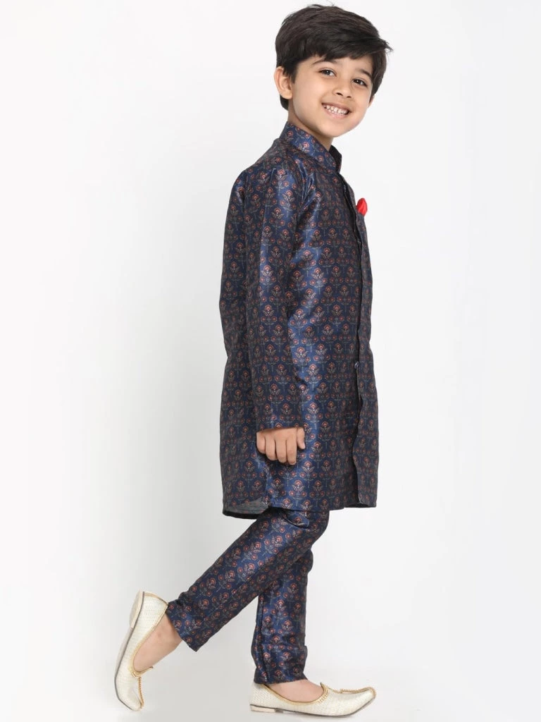 JBN Creation Boys Silk Blend Digital Printed Kurta And Pyjama Set 4 JBN Creation Boys Silk Blend Digital Printed Kurta And Pyjama Set