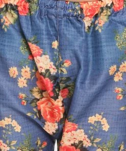 JBN Creation Boys Floral Printed Blue Kurta Pyjama Set With Laharia Border