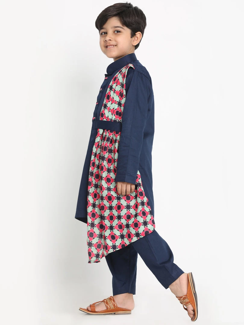JBN Creation Printed Dupatta Attached With A Belt Navy Blue Kurta And Pyjama Set 4 JBN Creation Printed Dupatta Attached With A Belt Navy Blue Kurta And Pyjama Set