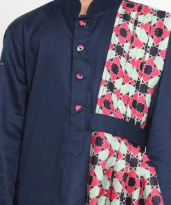 JBN Creation Printed Dupatta Attached With A Belt Navy Blue Kurta And Pyjama Set 12 JBN Creation Printed Dupatta Attached With A Belt Navy Blue Kurta And Pyjama Set