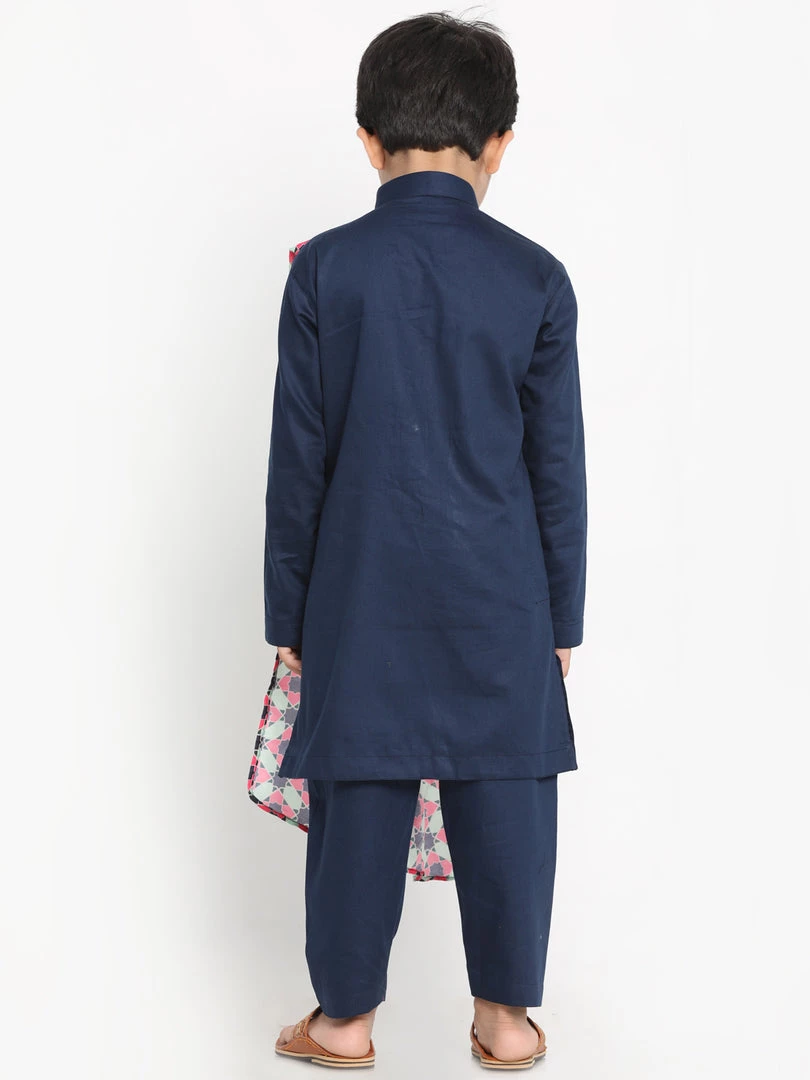 JBN Creation Printed Dupatta Attached With A Belt Navy Blue Kurta And Pyjama Set 5 JBN Creation Printed Dupatta Attached With A Belt Navy Blue Kurta And Pyjama Set