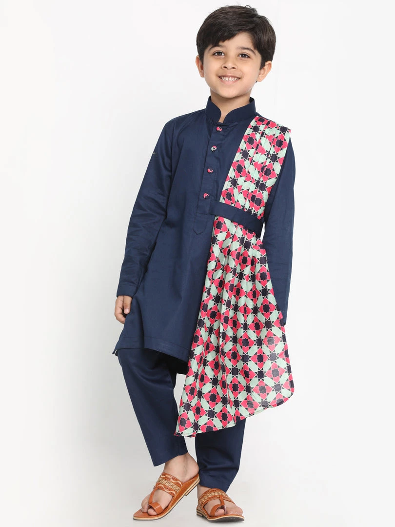 JBN Creation Printed Dupatta Attached With A Belt Navy Blue Kurta And Pyjama Set 8 JBN Creation Printed Dupatta Attached With A Belt Navy Blue Kurta And Pyjama Set
