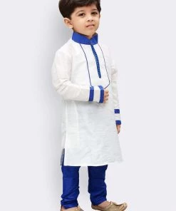 JBN Creation Boys White Yoke Design Kurta With Pyjamas