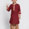 JBN Creation Boy's Maroon Cotton Pathani Suit Boys