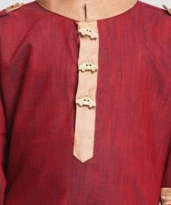 JBN Creation Boy's Maroon Cotton Pathani Suit Boys