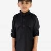 Ganesh Chaturthi JBN Creation Boy's Black Pathani Kurta