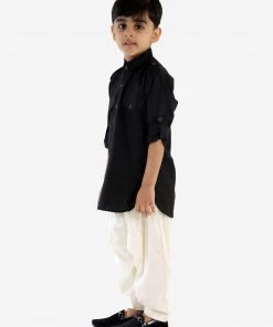 Ganesh Chaturthi JBN Creation Boy's Black Pathani Kurta