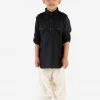 JBN Creation Boy's Black Cotton Blend Pathani Suit Set Men