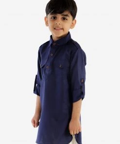 JBN Creation Boys' Blue Pathani Kurta Ganesh Chaturthi