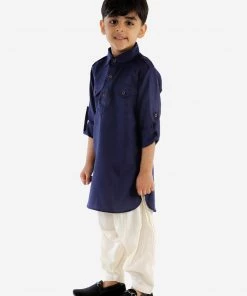 JBN Creation Boys Navy Blue Cotton Blend Pathani Suit Set 11 JBN Creation Boys Navy Blue Cotton Blend Pathani Suit Set