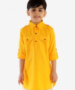 JBN Creation Boys Yellow Pathani Kurta Ganesh Chaturthi