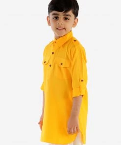 JBN Creation Boys Yellow Pathani Kurta Ganesh Chaturthi