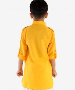 JBN Creation Boys Yellow Pathani Kurta Ganesh Chaturthi