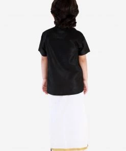 JBN Creation Boy's Black & White Solid Shirt With Dhoti