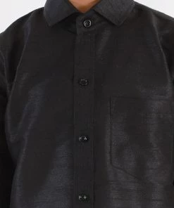 JBN Creation Boy's Black & White Solid Shirt With Dhoti