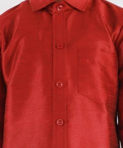JBN Creation Boys Maroon & White Shirt With Dhoti Pants