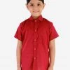 JBN Creation Boys' Cherry Maroon Cotton Short Sleeves Ethnic Shirt