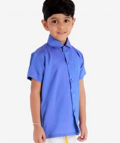 Vastramay Blue Cotton Blend Baap Beta Ethnic Shirt