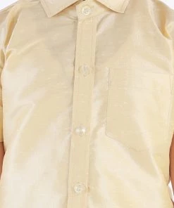 JBN Creation Boys' Parmesan Silk Short Sleeves Ethnic Shirt