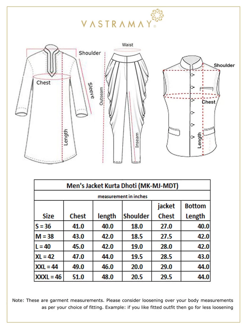 VASTRAMAY Men's Rose Gold Silk Blend Ethnic Jacket, Black Kurta And Dhoti Set 9 VASTRAMAY Men's Rose Gold Silk Blend Ethnic Jacket, Black Kurta And Dhoti Set