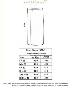 VASTRAMAY Men's White And Gold Dhoti/Mundu/Vesty