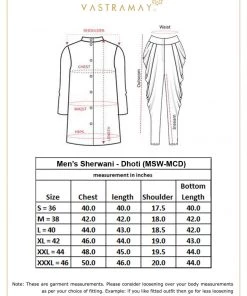 Vastramay Men's White And Gold Cotton Blend Sherwani Set