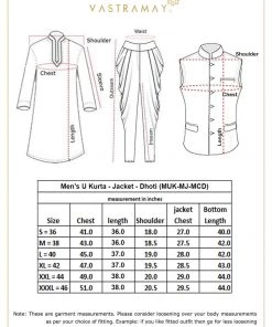 VASTRAMAY Men's Gold Banarasi Jacket With Burgundy And Black Silk Kurta And Dhoti Set