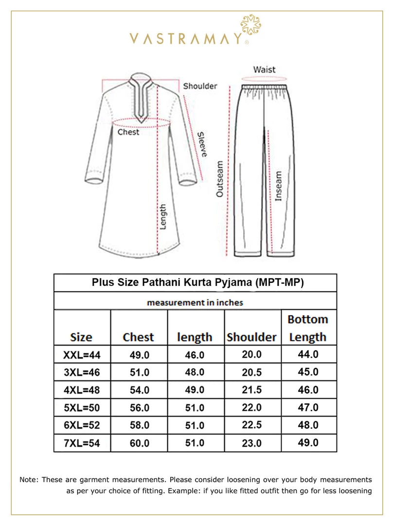 VASTRAMAY Men's Plus Size Yellow Cotton Blend Pathani Set Plus Size Collection 9 VASTRAMAY Men's Plus Size Yellow Cotton Blend Pathani Set Plus Size Collection