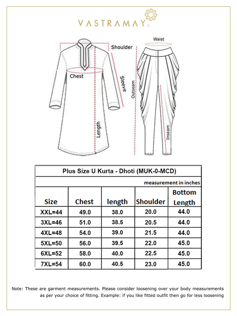 Vastramay Men's Plus Size White Silk Blend Kurta And Black Dhoti Pant Set 10 Vastramay Men's Plus Size White Silk Blend Kurta And Black Dhoti Pant Set