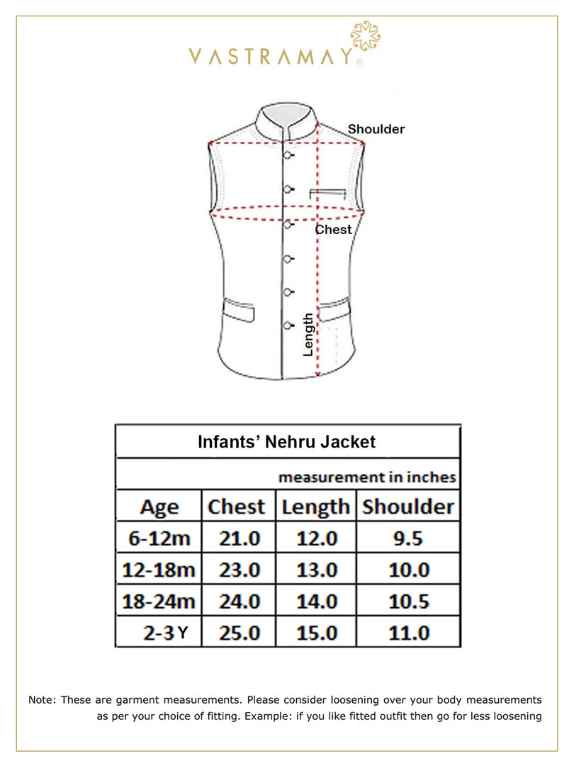 Boys VASTRAMAY SISHU Boy's Maroon & Gold Toned Woven Design Nehru Jacket 7 Boys VASTRAMAY SISHU Boy's Maroon & Gold Toned Woven Design Nehru Jacket