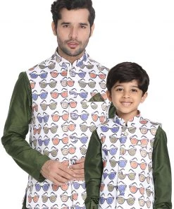 Vastramay Cotton Satin Blend Multicolor Baap Beta Ethnic Jacket