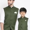 Vastramay Baap Beta Cotton Blend Green Jacket