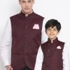 Vastramay Baap Beta Cotton Blend Maroon Jacket 2 Vastramay Baap Beta Cotton Blend Maroon Jacket