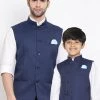 Vastramay Baap Beta Cotton Blend Blue Jacket