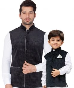 Vastramay Velvet Black Baap Beta Ethnic Jacket