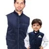 Vastramay Velvet Navy Blue Baap Beta Ethnic Jacket