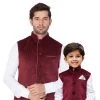 Vastramay Velvet Maroon Baap Beta Ethnic Jacket 1 Vastramay Velvet Maroon Baap Beta Ethnic Jacket