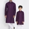 Vastramay Purple And White Baap Beta Kurta And Pyjama Set Kurta Pyjama