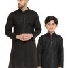 Kurta Pyjama Vastramay Black Cotton Baap Beta Kurta