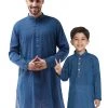 Vastramay Blue Pure Cotton Baap Beta Kurta Kurta Pyjama