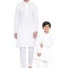 Vastramay Cotton White Baap Beta Kurta Pyjama Set